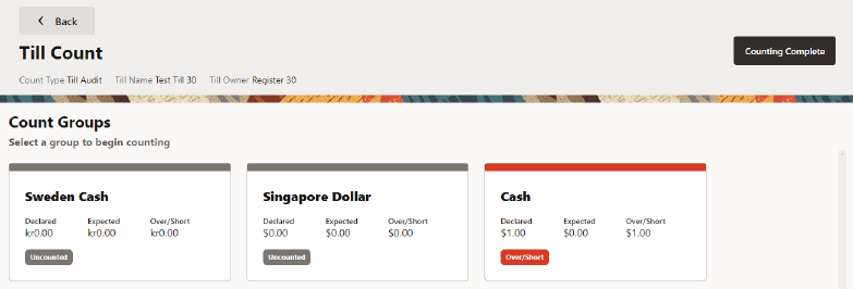 Till Audit Count Till Audit Count