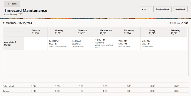 Timecard Maintenance Tab