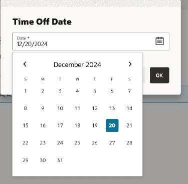 Time Off Date Prompt