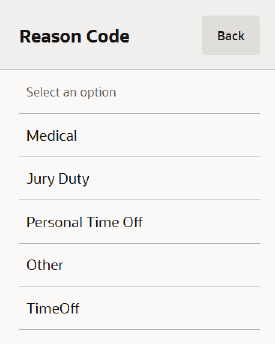 List of Time-Off Reasons