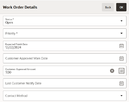 Work Order Details Drawer Work Order Details Drawer