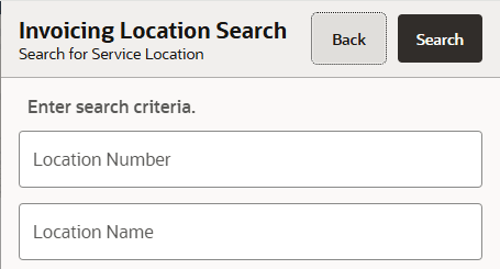 Invoicing Location Search Form Invoicing Location Search Form