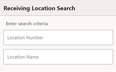 Receiving Location Search Form Receiving Location Search Form