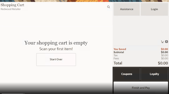 Customer View of Shopping Cart Before Item Scanned Customer View of Shopping Cart Before Item Scanned
