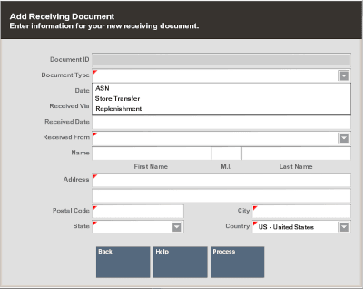 Add Receiving Document Form