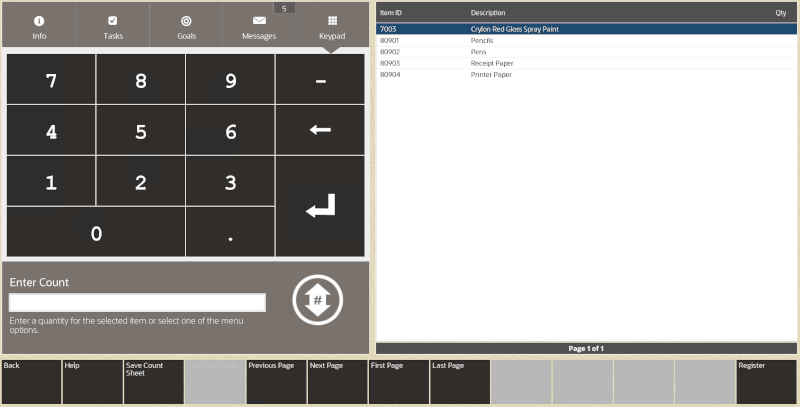 Count Screen - Enter Count Prompt