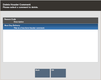 Delete Header Comment Selection
