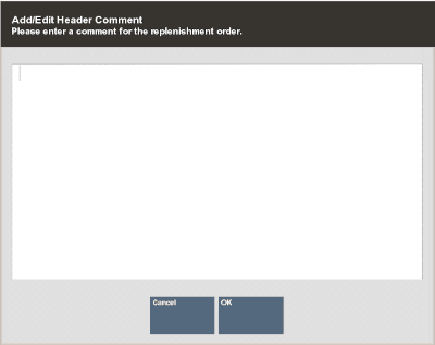 Header Comment Entry/Edit