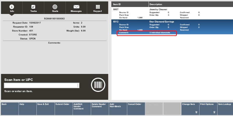 Item Comment Example