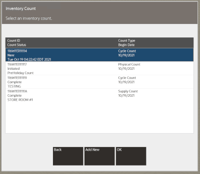 List of Existing Inventory Count Documents