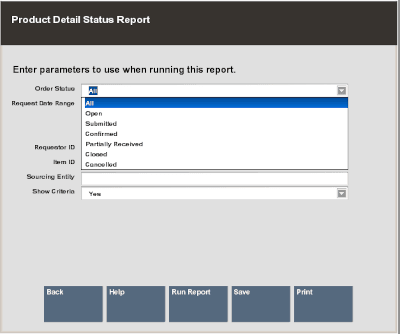 Product Detail Status Report Form