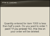 Quantity Less Than Half a Pack Prompt