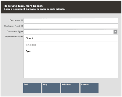 Receiving Document Search Form