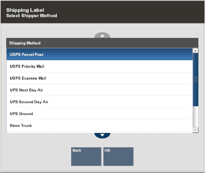Select Shipper Method
