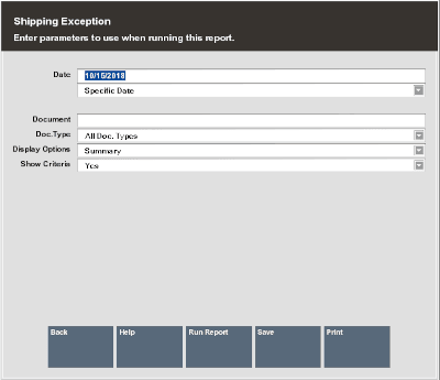 Shipping Exception Report Form