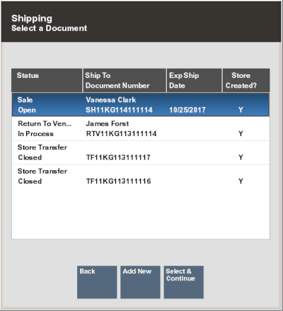 Shipping Documents Search Results