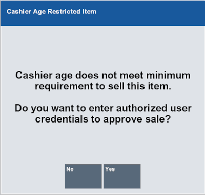 Cashier Age Restricted Item