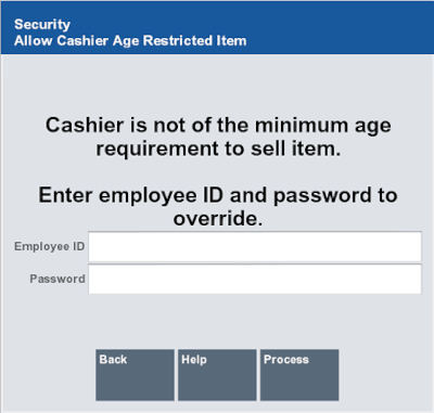 Cashier Age Restricted Item Override