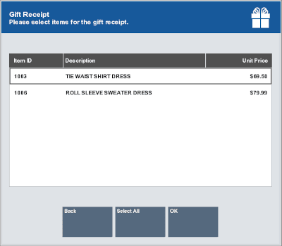 List of Items Eligible for a Gift Receipt