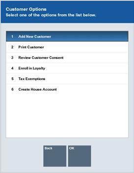 Customer Options Menu