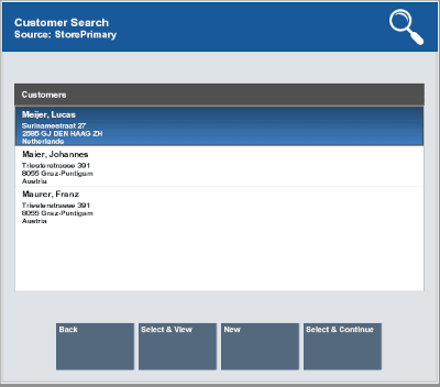 Customer Search Results