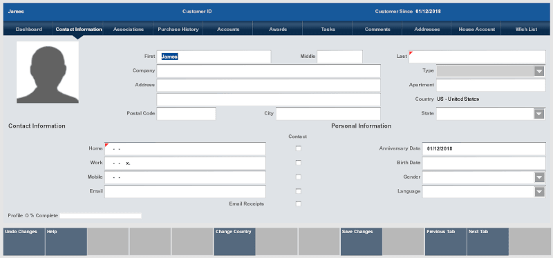 Contact Information Tab