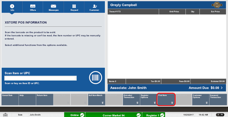 Register Sale Screen