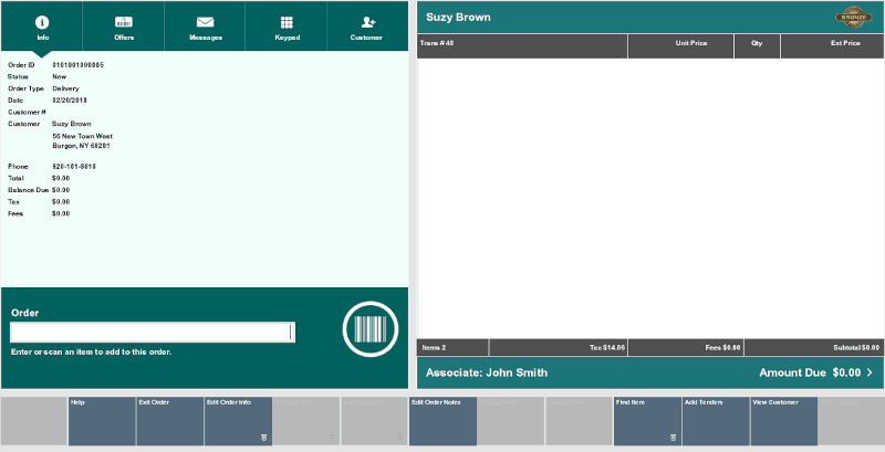 Order Screen - For Customer Delivery