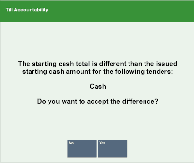 Starting Cash Difference Prompt