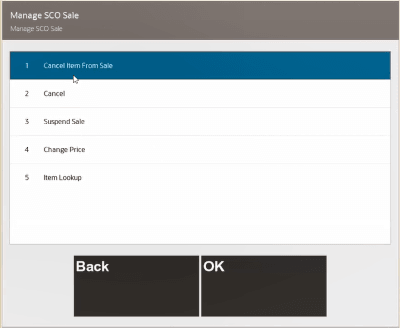 Manage SCO Menu During Sale Manage SCO Menu During Sale