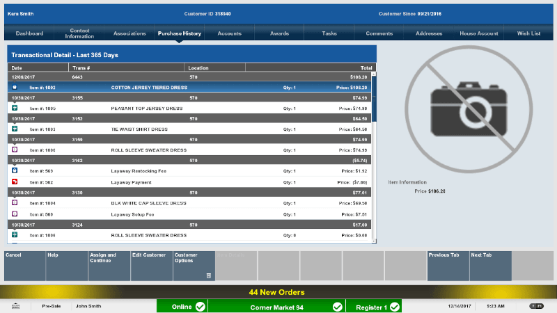 Purchase History Tab Touch-Screen Navigation Purchase History Tab Touch-Screen Navigation