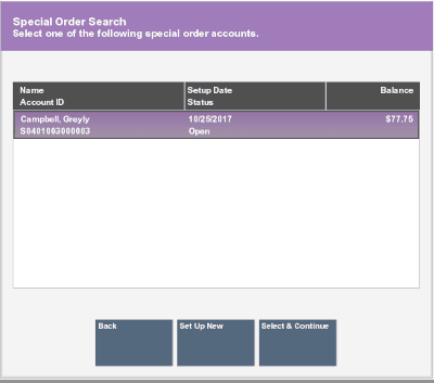 Special Order Search List