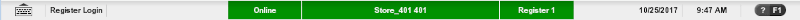 Status Bar: Store Open - Register Open Status Bar: Store Open - Register Open