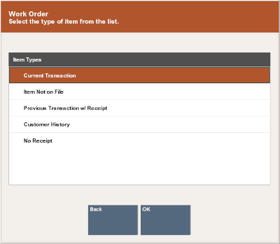 Work Order Item Type