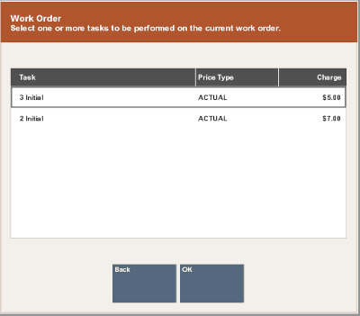 Work Order Tasks List