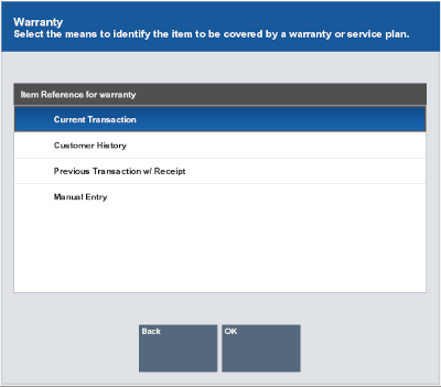 Add Item Warranty Options