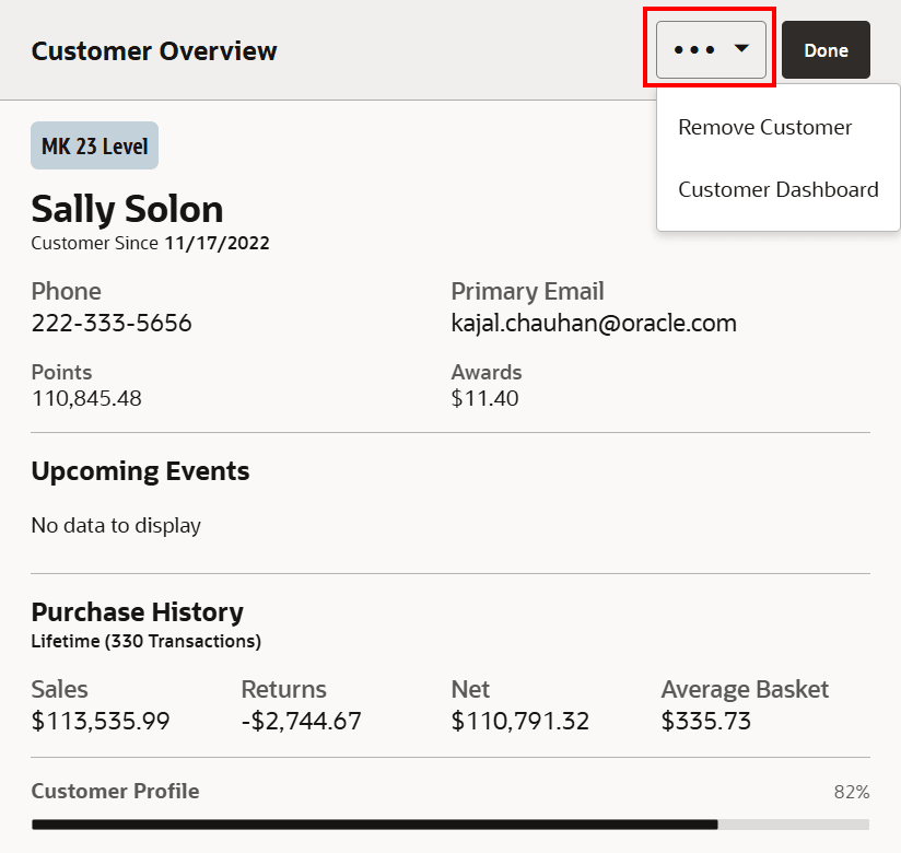 Customer Drawer Actions