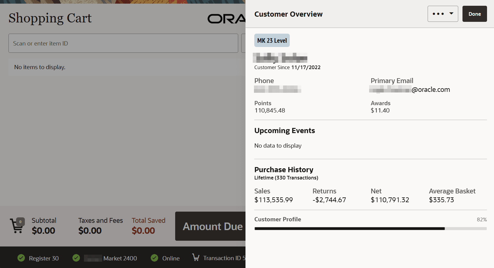 Customer Overview Drawer
