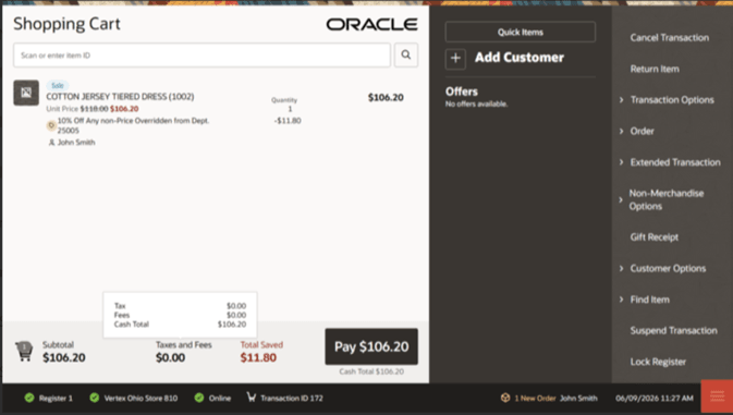 Image for Cash Rounding configured and the Tax Flyout
