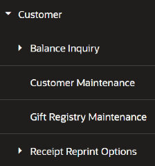 Customer Menu