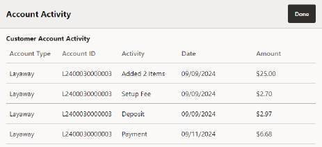 Customer Dashboard - Account Activity