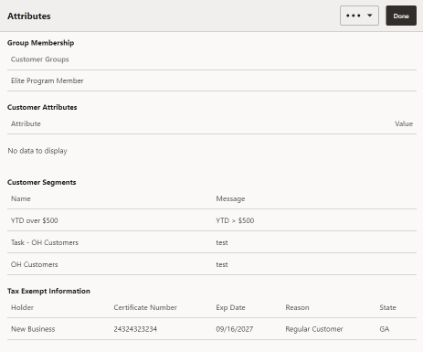 Customer Dashboard - Attributes