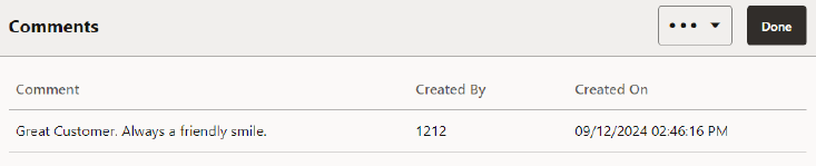 Customer Dashboard - Comments
