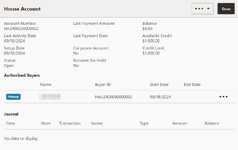 Customer Dashboard - House Account