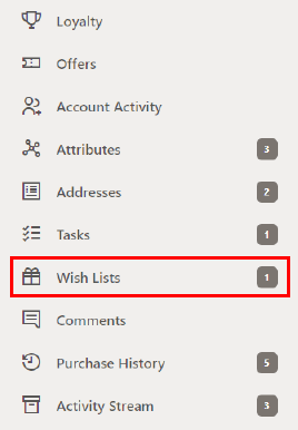 Customer Dashboard - Wish Lists