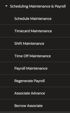 Associate Menu: Associate Dashboard