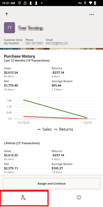 Customer Dashboard (Handheld) - Overview