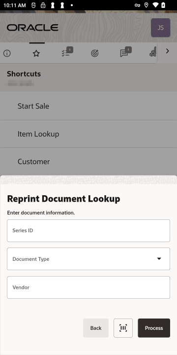 Reprint Document Lookup - Handheld
