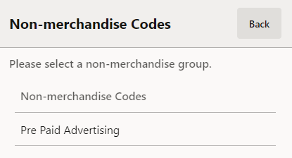 Add Non-merchandise Selection Add Non-merchandise Selection
