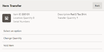 Item Transfer Options Item Transfer Options